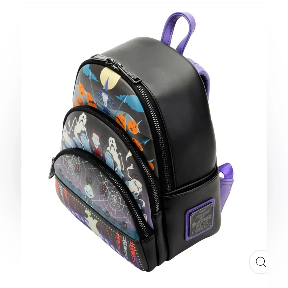 Loungefly Black Halloween Backpack with Spooky Design - Picture 3 of 7